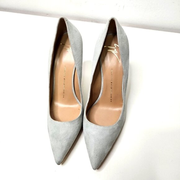 Giuseppe Zanotti Pointy Toe Suede Lucrezia Pumps Sz 7.5 US/ 38 EUR Mint Green - Picture 3 of 12